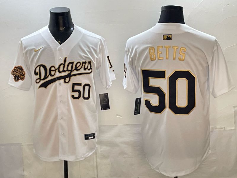 Men Nike 2026 Los Angeles Dodgers #50 Betts White Gold Game MLB Jersey 12113->los angeles dodgers->MLB Jersey